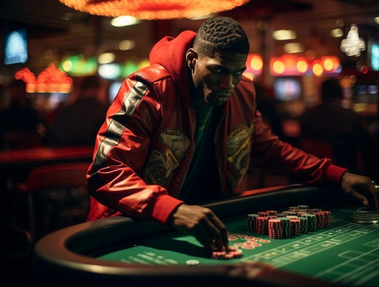 Casino Hold'em table layout showing dealer position and player cards